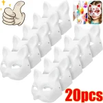 1 20 Japanese Mask Paper Blank Mask Halloween Cosplay Cat DIY Paintable Half Face (New)