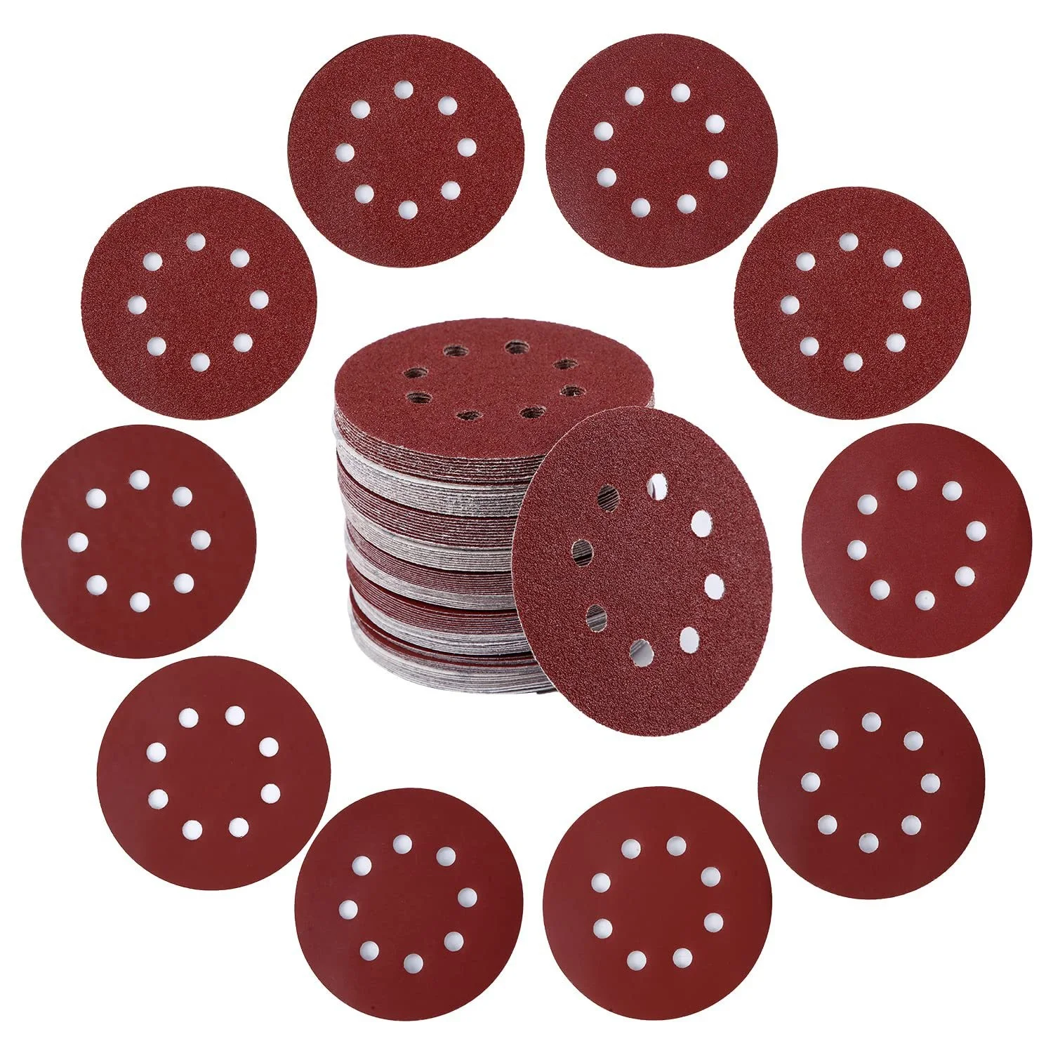 S166b0a30d4a34c9f9d60c44a7227355ap 30 12.7cm 5in Sanding Discs 60 80 220 320 Grit, Round Hook and (New) - Image 1