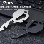 1 2 Mini Multifunctional Keychain Stainless Steel Portable Key Shaped Multitool Screwdriver Bottle Opener (New)