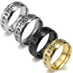 Vintage Odin Norse Viking Amulet Rune Rings For Men Women 316L Stainless Steel (New)