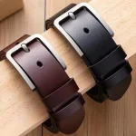 Mens Vintage Casual Belt Black Pin Buckle Student Versatile Leather Wide Belt (New)