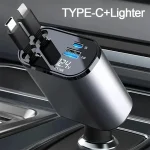 4 in 1 120W Car Charger Retractable Car Cigarette Lighter Adapter USB Type (New)