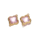 5 Stainless SteelÂ Four Leaf Clover Charms Faceted Glass Pendants Connectors for DIY Jewelry (New)