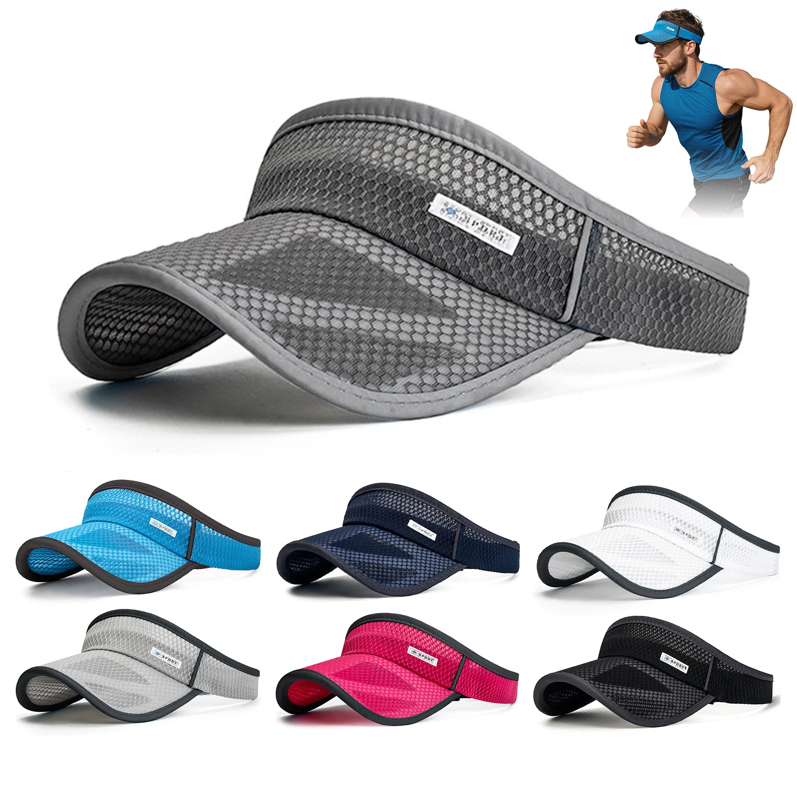 S180ed5e619bc4fd8bee76c12b75c3b8bL Unisex Adjustable Sun Cap Outdoor Sports Sun Protection Hollow Top Hat for Summer (New) - Image 1