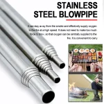 Stainless Steel Blowpipe Pocket Bellow Collapsible Air Blow Stick Campfire Fire Tool Outdoor (New)