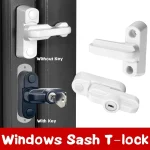 T locks With Key External Window Lock Buckle Alloy Safety Locks UPVC Door Sash (New)