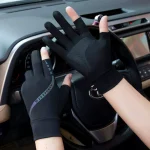 Mens Summer Ice Silk Cycling Gloves Thin Sunscreen Driving Half Finger Touch Screen Fishing (New)