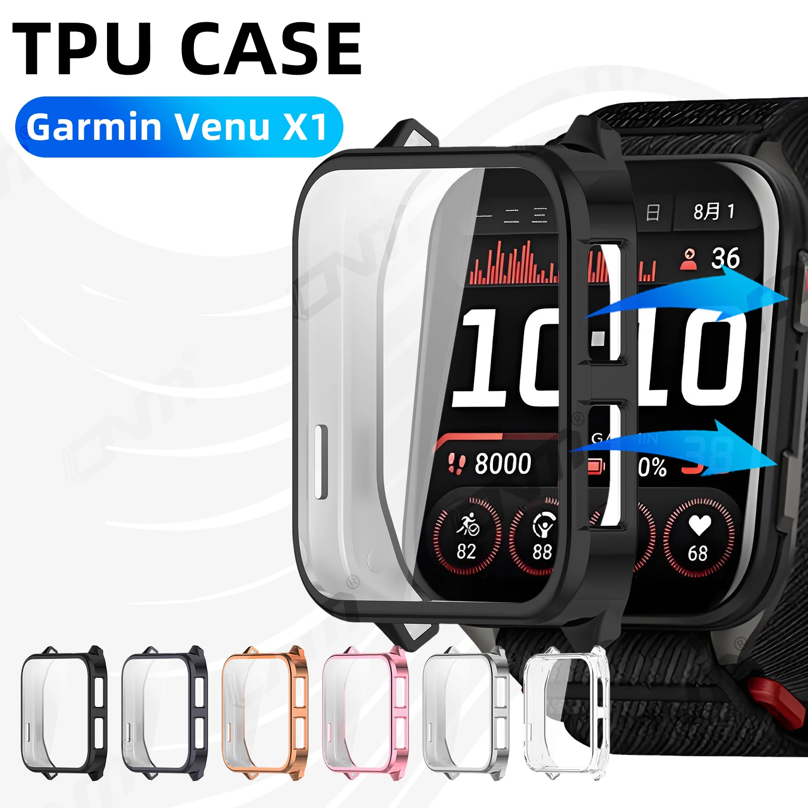 S1980d94e51e549699adbb9a3f0dd111bv Case Garmin Venu X1 Screen Protector Case TPU (New) - Image 1