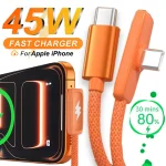 1-45W Fast Charging Cable Dual Type-C Right-Angle Cable Braided (New)