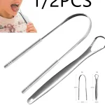 1 2 Tongue Scraper Stainless Steel Tongue Cleaner Oral Care Hygiene Scraper Dental Oral (New)