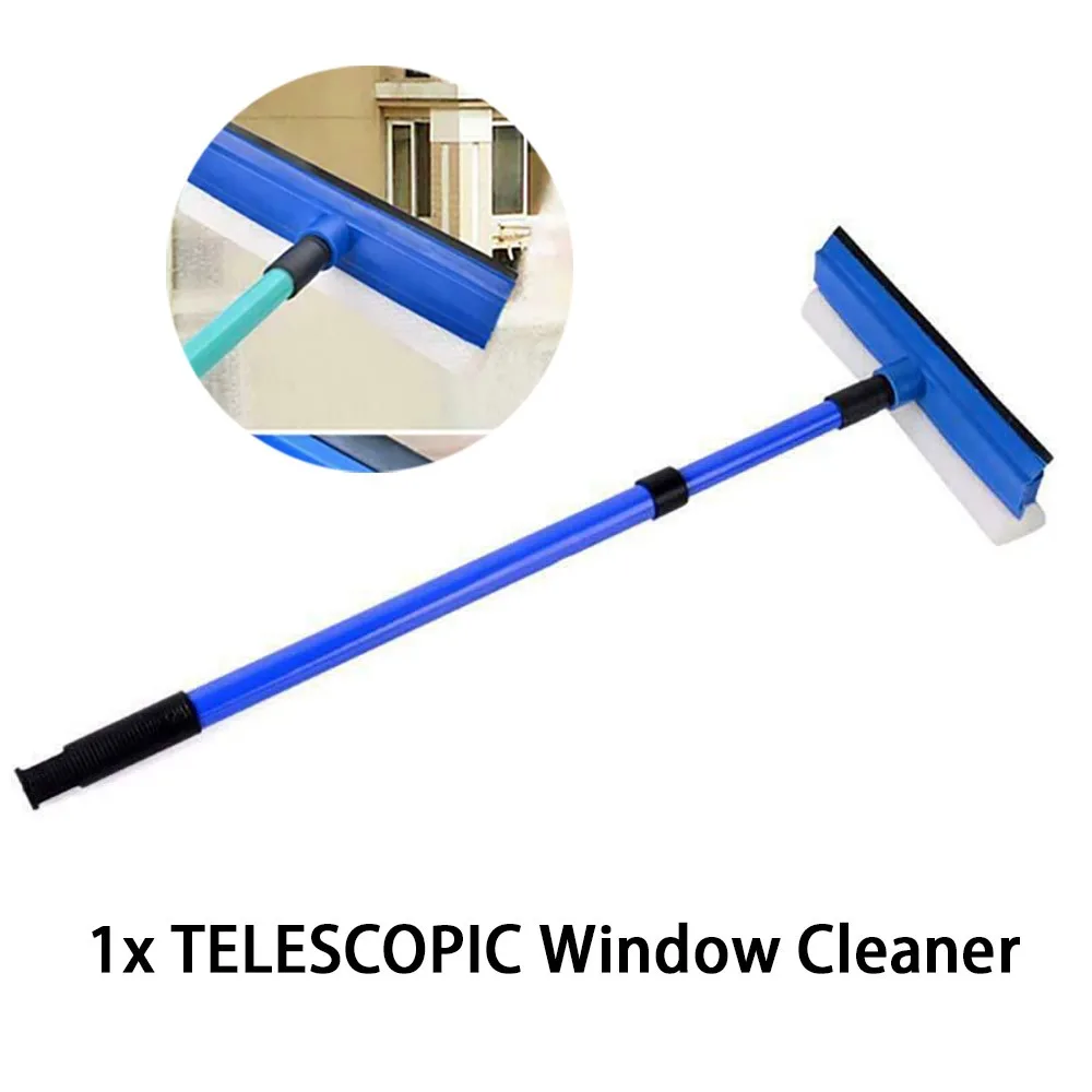 S1a5fd13110c44f9caf9996699d7aa20dw 2 In 1 Telescopic Window Glass Cleaner Wiper Long Handle Sponge Brush Window (New) - Image 1