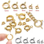10 Stainless Steel 5 6 8 10 12MM Round Claw Spring Clasps Hooks for Jewelry DIY Bracelet (New)