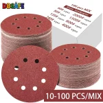 10 100 40 3000 8 Hole 125mm Sandpaper Woodworking Metal Wood Grinding Disc Abrasive Polishing (New)
