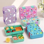 1100ml Cartoon Christmas Printed Lunch Box Microwavable Bento Box Interlayer Leakproof Storage Box (New)