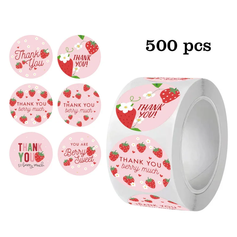 S1afab1a3f6eb4b34ad8e76a0e6513190p 500 Strawberry Thank You Stickers,DIYAdhesive Labels Envelope Gift Sealing Stickers Birthday Party Cuake (New) - Image 1