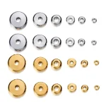 20 lot 46091 mm Stainless Steel Charm Spacer Beads Flat Round Loose Big Hole (New)