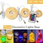 100 80 60mm Switch USB Wood Desktop Decorative Lights Remote Control Light Base Led Night (New)