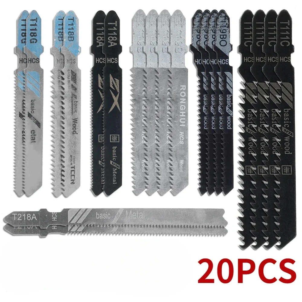 S1c37c942ad884de9b56dea1e56a4be41Q 20 Pieces Jigsaw Blades Set T Shaft HCS Assorted Jig Saw Blades for Wood (New) - Image 1