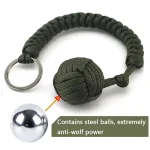 Outdoor Self Defense Umbrella Rope,Monkey Fist Steel Ball, Paracord Survival Key Chain, Outdoor Safety (New)