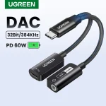 UGREEN Sound Card DAC Chip Type C to 3.5mm AUX Cable Adapter Earphone (New)