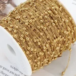 1meter 2meter Stainless Steel Golden Beads Chains for Jewelry Making DIY Women Men Necklace (New)