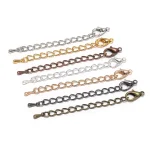 10 lot 50 70mm Tone Extended Extension Tail Chain Lobster Clasps Connector For DIY (New)