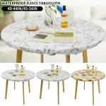 Round Tablecloth PVC Waterproof Oil Proof Elastic Edged Party Wedding Table Cloth Home Decor (New)