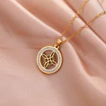 Ladies Transparent Haoshi Round Pendant Necklace Stainless Steel Celtic Witch Knot Pendant Couple (New)