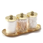 46056 Pack Qtip Holder Bathroom Set with Golden Tray Organizer Acrylic Plastic Apothecary (New)