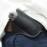 1 Leather Anti scratch Storage Sheath Folding Flick Knife Waist Belt Clip Holder Pocket (New)