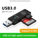 Multi Functional 2 in 1 High speed USB 3.0 2.0 Card Reader Supports TF SD Computer, Tablet Camera, (New)