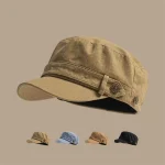 Unisex Solid Color Flat Top Military Cap Adjustable Outdoor Fisherman Caps Cadet Army (New)