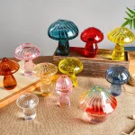 Colourful Mushroom Vase Creative Hydroponic Transparent Glass Aromatherapy Vase Living Room Dining Room (New)