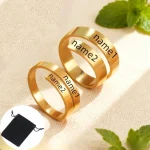 Customized Personalized Couple Name Ring Stainless Steel Adjustable Ring Winding Twist Ring Geometric (New)