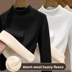 Womens Winter Lamb Fleece Base Shirt Tops with Thickened Fleece Heated Underwear Autumn (New)