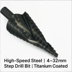 HSS Cobalt Step Drill Bit 4 32mm Spiral Cone Bit Triangle Shank Metal Wood (New)