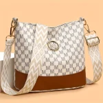 Elegant Womens Crossbody Bag with "M" Badge, Multi Pocket Design, Adjustable Shoulder Strap, Perfect (New)