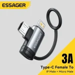 Essager 2-in-1 OTG Adapter Type-C to Micro/Lightning Converter Support Charging (New)