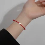 S925 Sterling Silver Adjustable Bracelet for Women, Flowers, Red Rope, Clover, Fine Jewelry, (New)