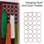 28 Holes Scarf Holder Foldable Tie Belt Hook Shawl Scarves Organizer Rattan Weave (New)
