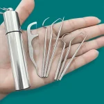 Stainless Steel Toothpick Set Reusable Toothpicks Tooth Flossing Tartar Removal Tool Portable Teeth (New)