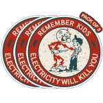 3Electric Shock Hazard Warning Stickerï¼ŒRemember Kids Electricity Will Kill You Warning Sticker (New)