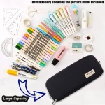 Pencil Case Large Space Storage 3 Compartment Pouch Double Side Opened Student Stationery (New)