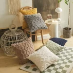 Plush Cushion Cover Geometric Sofa Pillow Cover for Living Room Sofa 45x45cm Decorative (New)