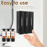 Liquid Soap Dispenser No Drill Wall Mounted Triple Shower Shampoo and Conditioner Dispenser (New)