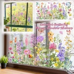 Reusable Colorful Butterfly & Wildflower Window Static Stickers Waterproof PVC Stickers For Home (New)