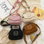 Personalized Teddy Bear Embroidered Diagonal Shoulder Bag, Corduroy Leisure Bag, WOMENS Crossbody Bag (New)