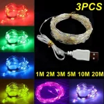 3 Pack USB LED Lights String 20M 10M Copper Wire Fairy Garland Light Lamp (New)