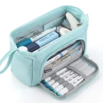 Kawaii Large Capacity Pencil Case Durable Canvas for Student Stationery Double deck Pen Pouch (New)