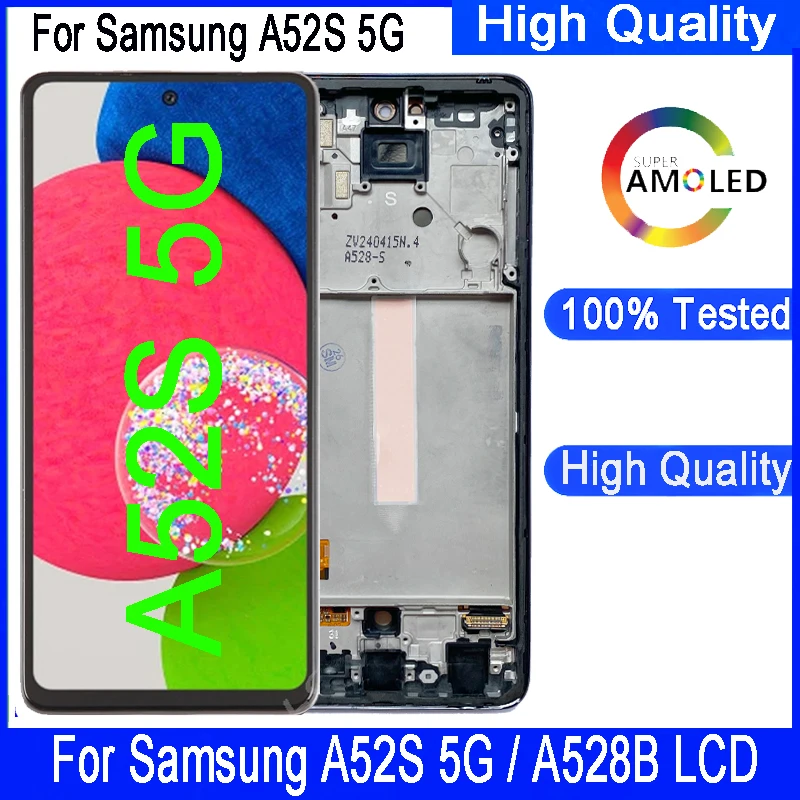 S2a72261e9f774ea99b127bdd8ac26ac9I 6.5"AMOLED Samsung A52 4G A52S 5G A528B LCD Display (New) - Image 1